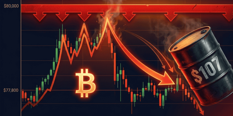 Bitcoin Fails at $80,000 Again as Oil Hits $107 and Altcoins Dump