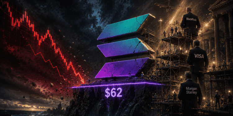 Solana Defends $62 as BlackRock and Visa Move In While the Price Hits Cycle Lows